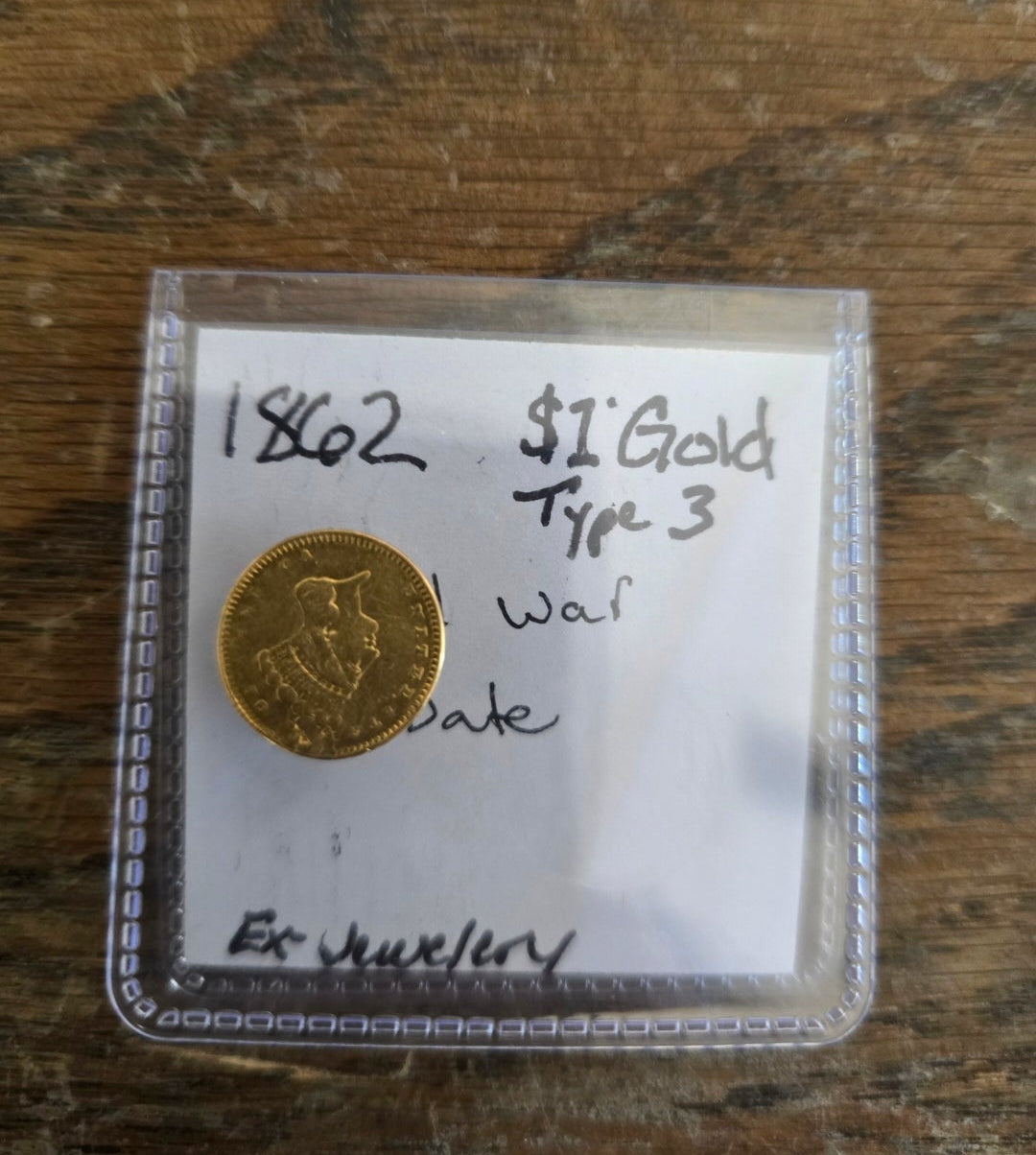 1862 $1 Indian Princess gold dollar type 3, EX Jewelry Details