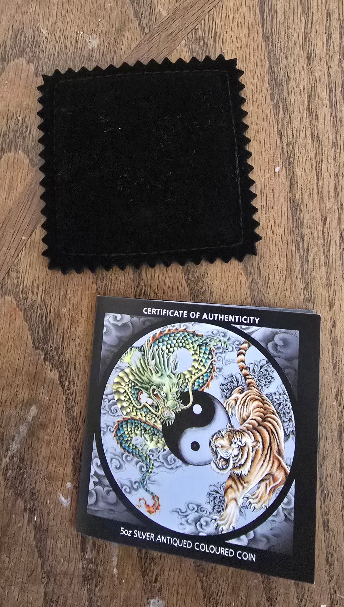 Tuvalu 2023 Double Dragon Double Tiger $5 5 Oz Silver Antique Color Serial #146