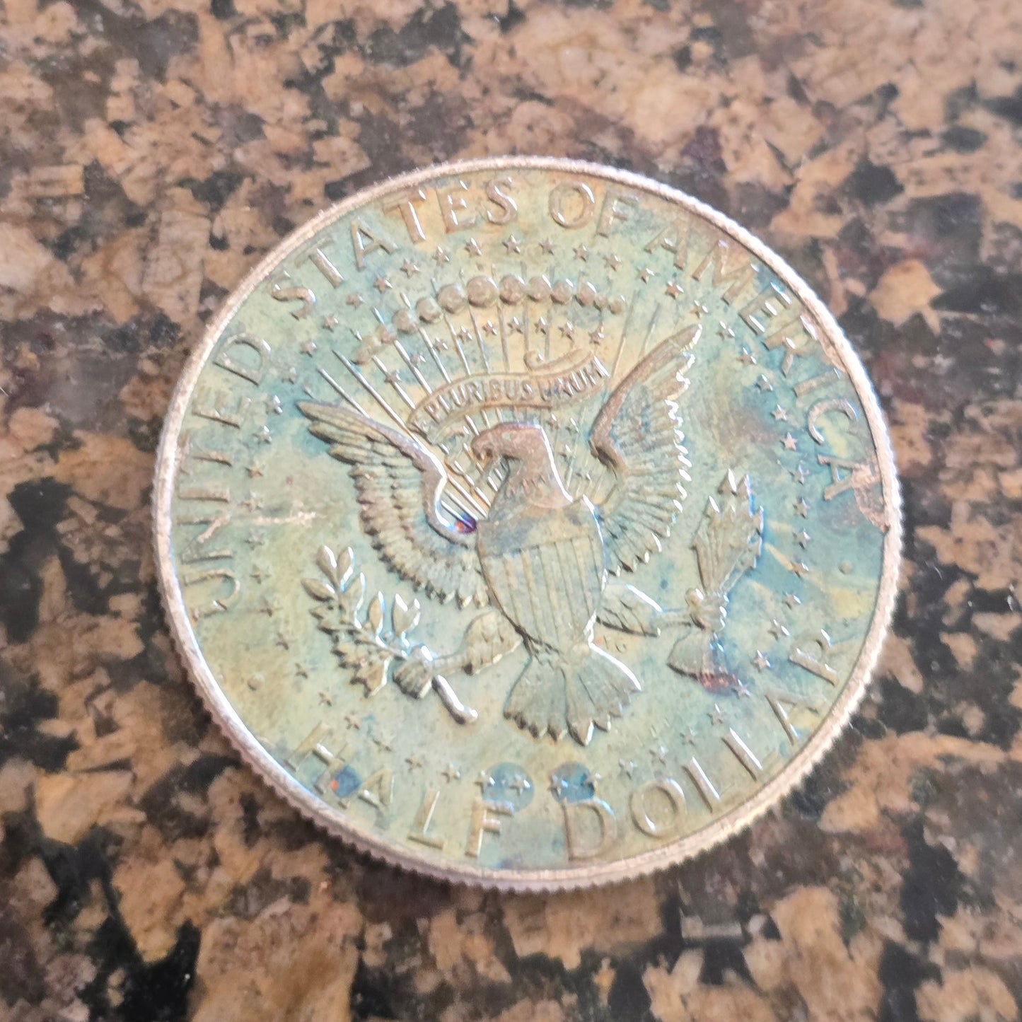 1964 50c Kennedy 90% Silver Half Dollar - Rainbow 🌈 Toning - BU Purple Blue