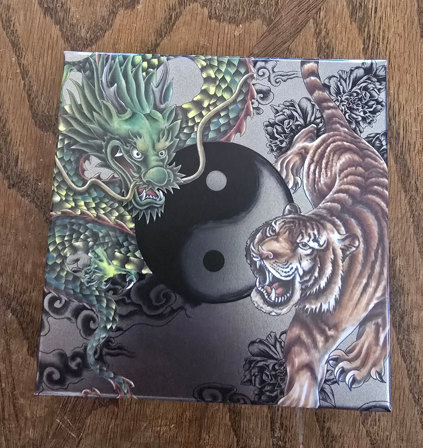Tuvalu 2023 Double Dragon Double Tiger $5 5 Oz Silver Antique Color Serial #146