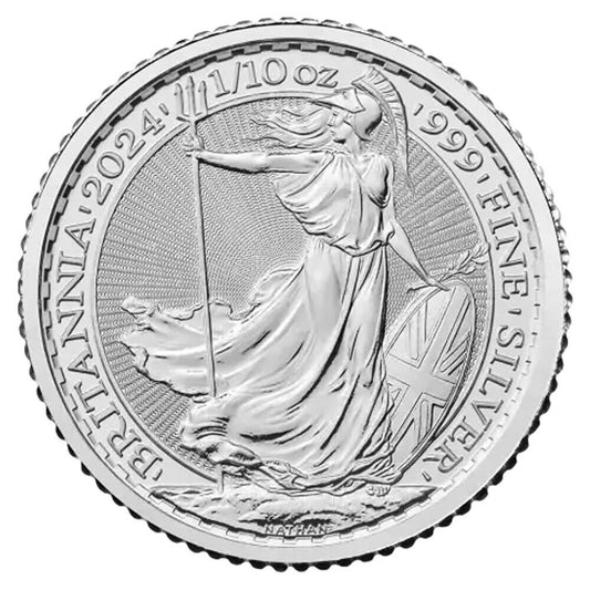 1/10 oz Britannia -2024 Sovereign Coin .999 Fine Silver BU. Fresh from roll