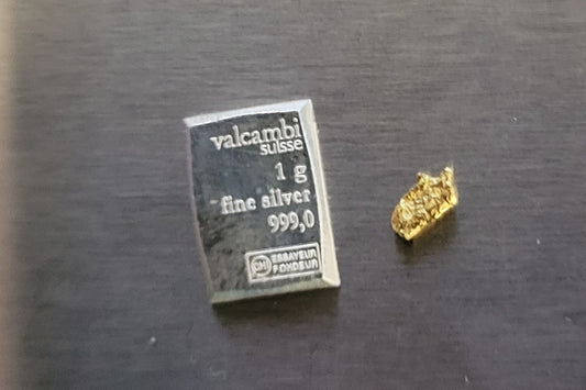 1 Gram Valcambi Silver & Alaskan Gold Nugget 12 Mesh