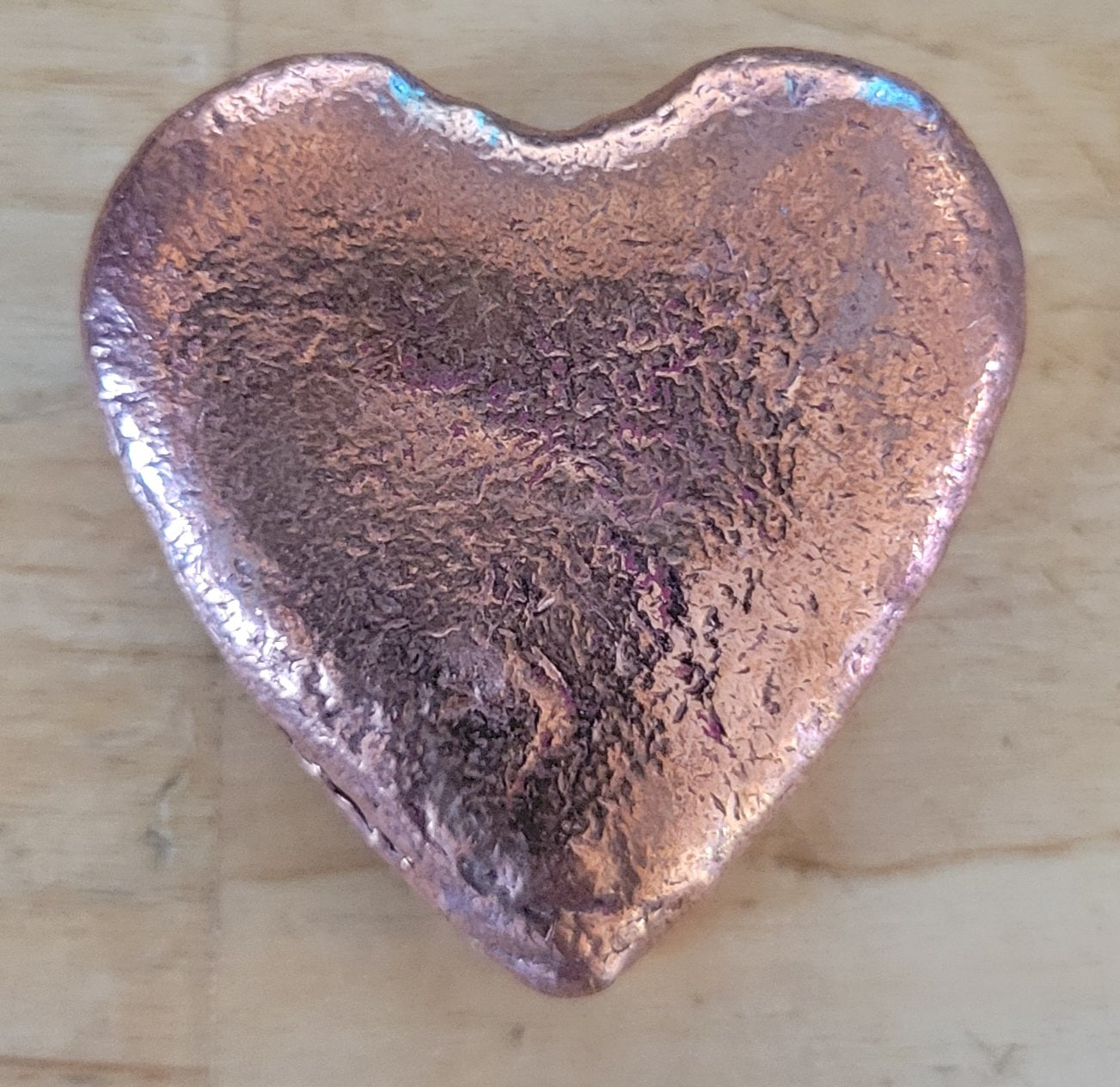 2 oz+ Hand Poured Heart, 999 Fine Copper Bullion Custom Bar Art Ingot Steel Cent