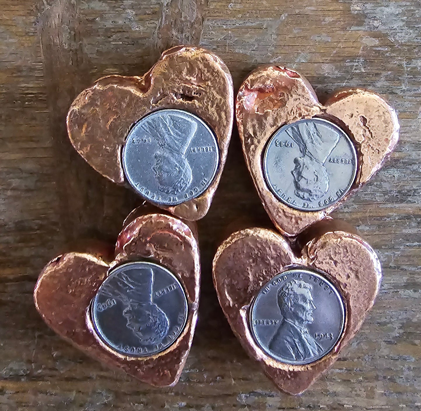 2 oz+ Hand Poured Heart, 999 Fine Copper Bullion Custom Bar Art Ingot Steel Cent