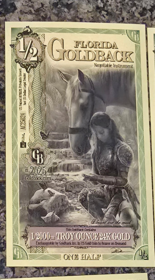1/2 Goldback foil notes with 1/2000 oz of .999 Gold per note Random State