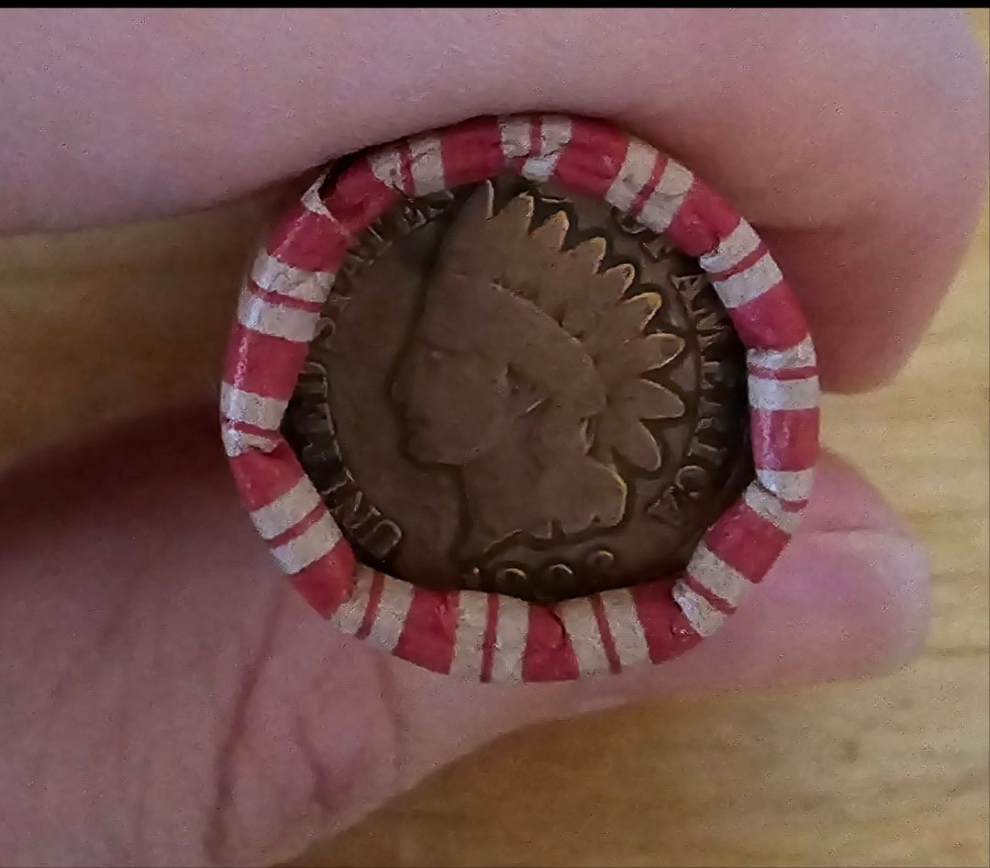 Sealed Wheat Penny Roll With Indian Cent On The End!