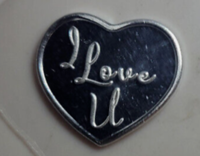 Lot of 5x 1g .999 Fine Silver Heart Shaped 'I Love U'