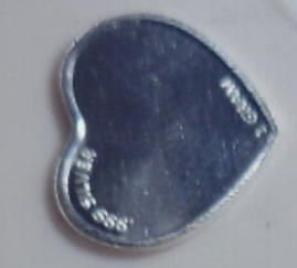 Lot of 5x 1g .999 Fine Silver Heart Shaped 'I Love U'