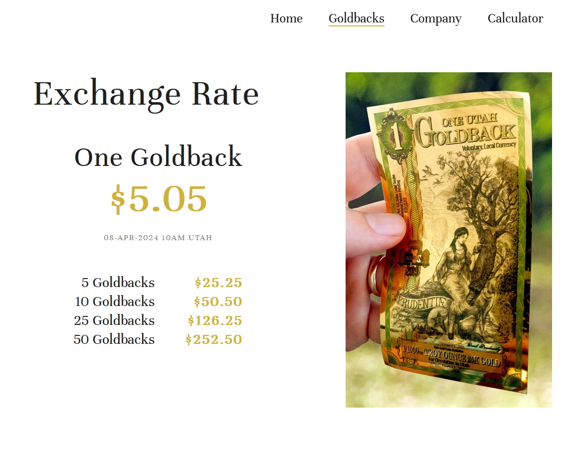 Lot of five (5) Goldback foil notes with 1/1000 oz of .999 Gold per note