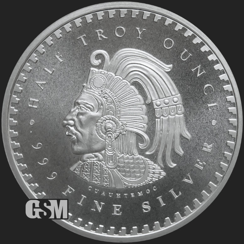 Silver Cuauhtemoc Aztec Calendar Round - Half Troy Ounce - Rare Collectible GSM