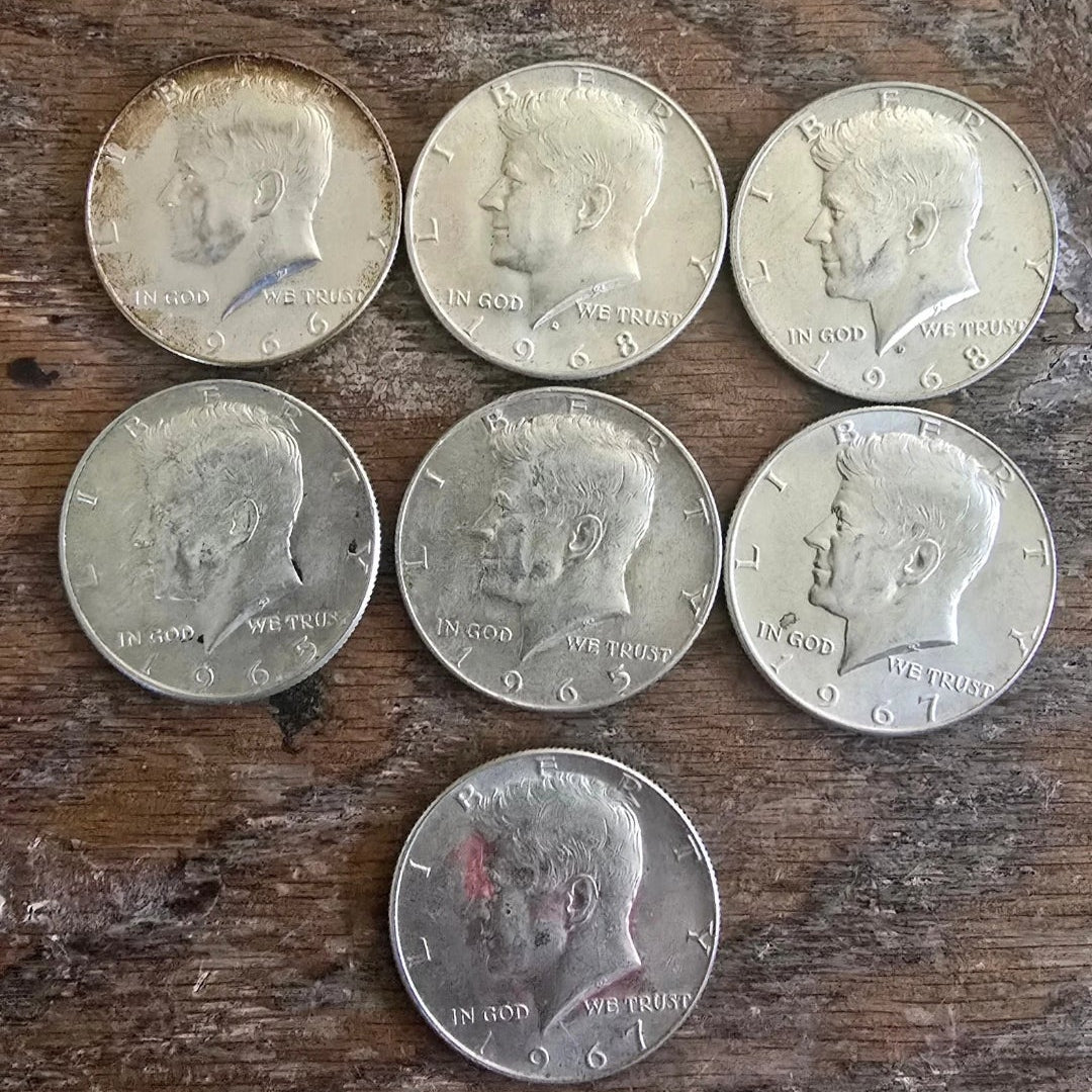 [Lot of 7] 65-69 - 40% Silver Kennedy Half Dollar Circulated 1 oz of silver