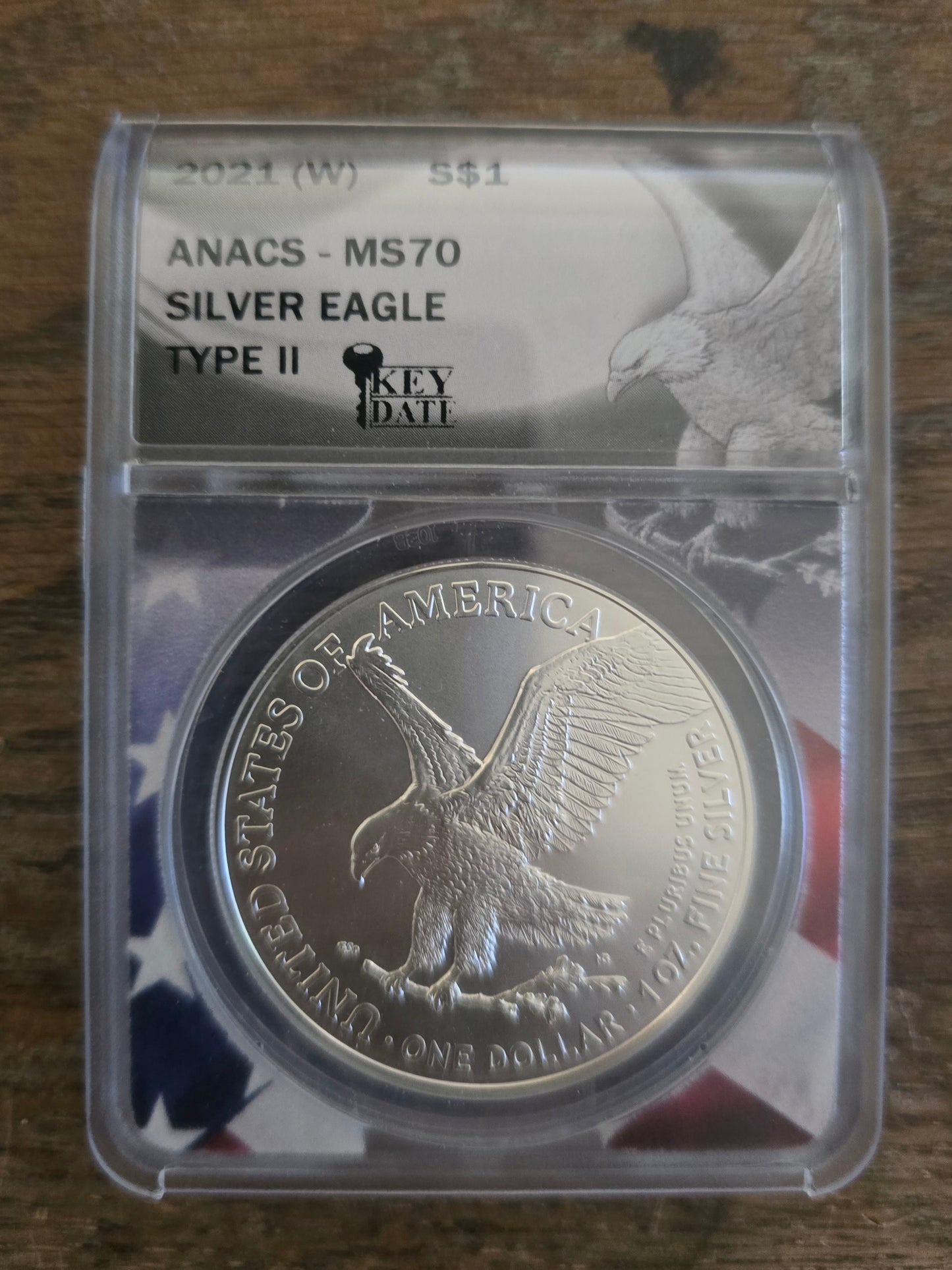 2021 (W) Type 2 Silver American Eagle Key Date ANACS MS70