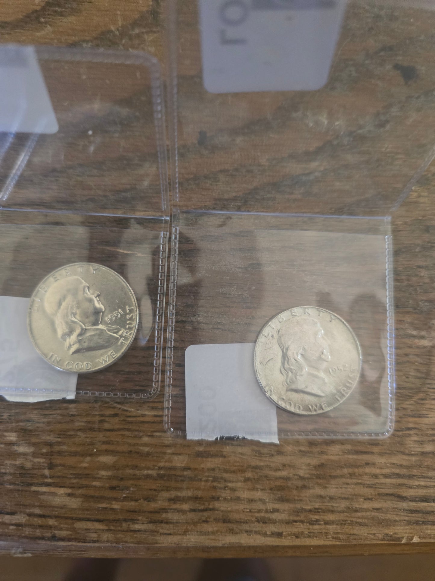 5 AU to BU 1950s franklin half dollars lot of 5