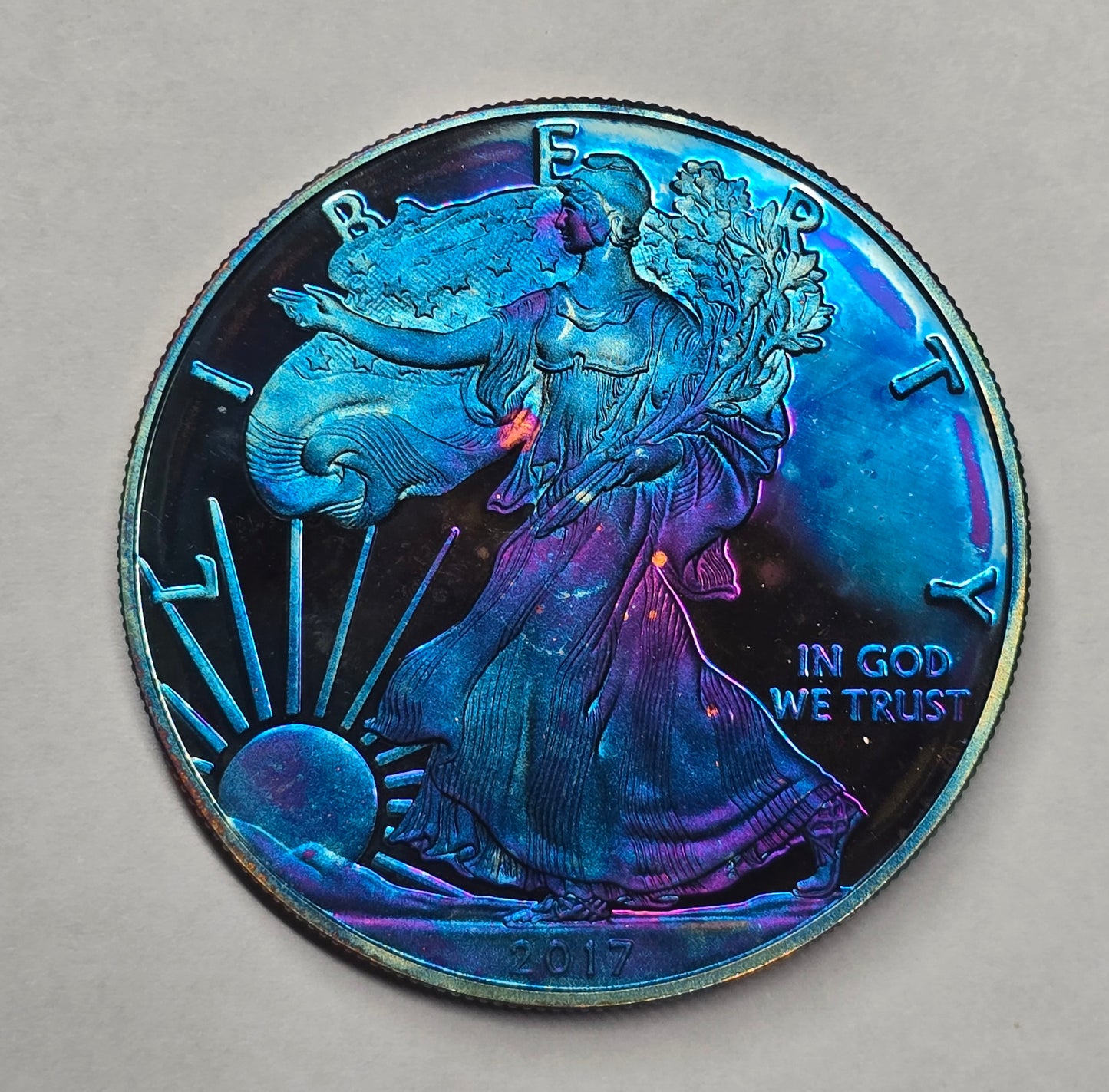2017-W American Silver Eagle One Ounce Reverse Proof Coin with OGP COA - Toned