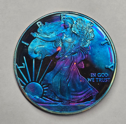 2017-W American Silver Eagle One Ounce Reverse Proof Coin with OGP COA - Toned