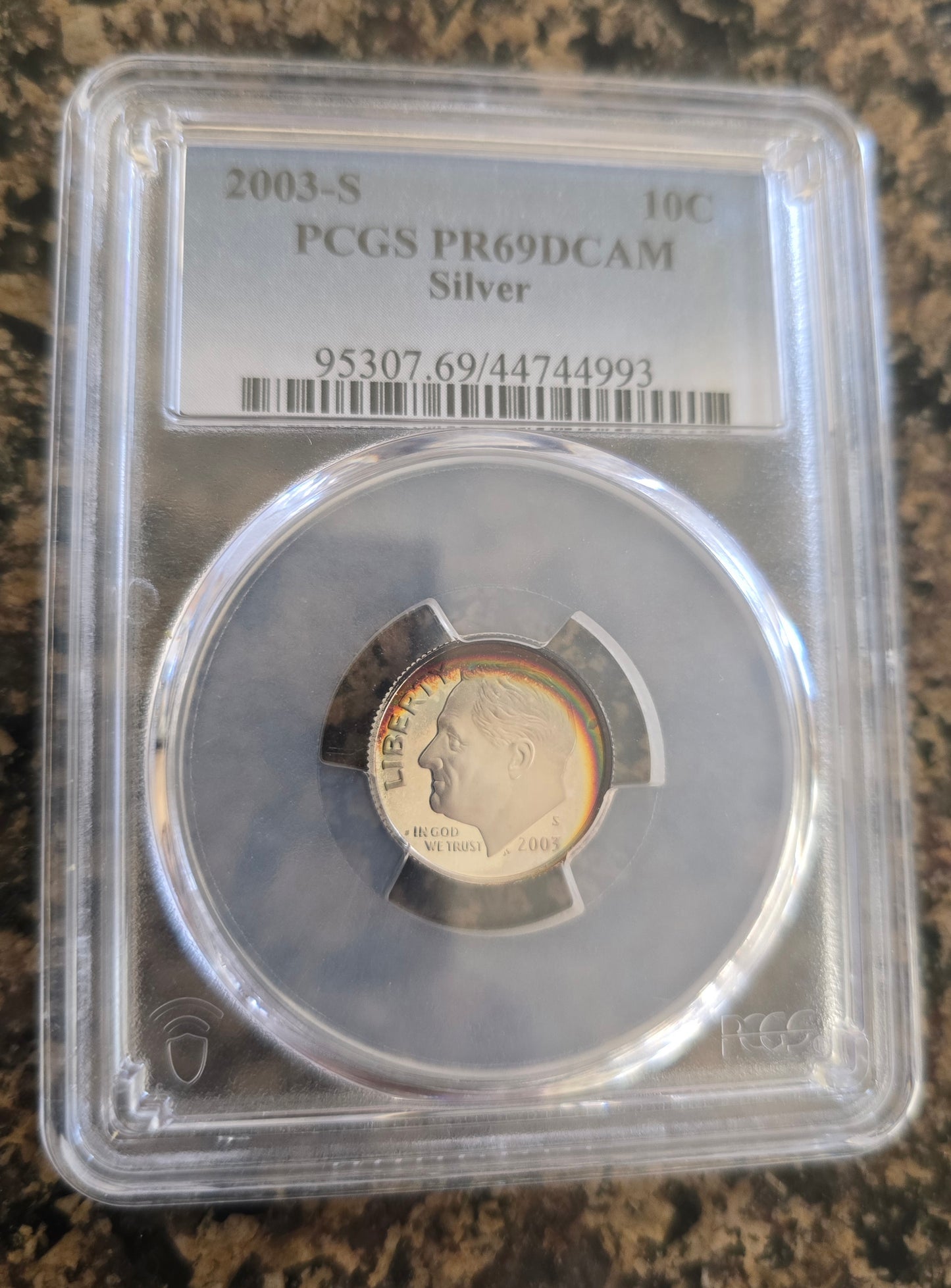 2003-S Roosevelt Dime - PCGS PR69DCAM Fabulous Rainbow Toned