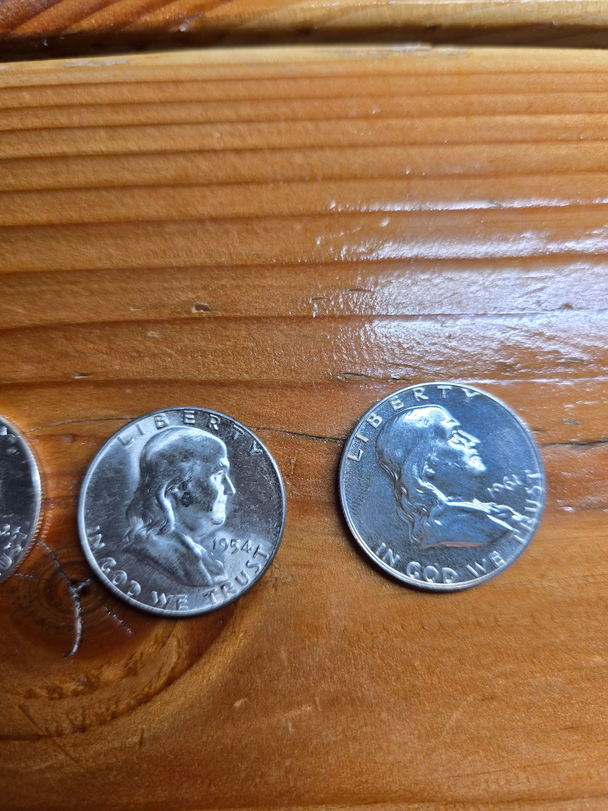 5 Franklin Silver Half Dollars $2.5 FV
