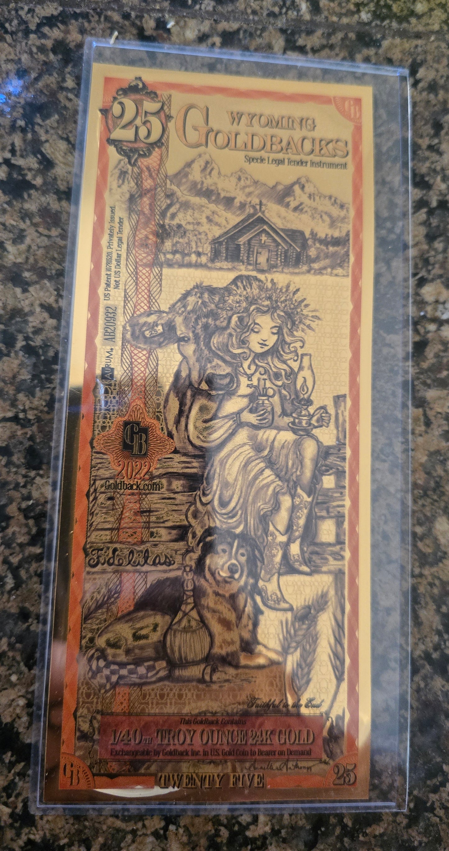 25 Random State Goldback - Aurum Gold Foil Note (24k) In Protective Sleeve
