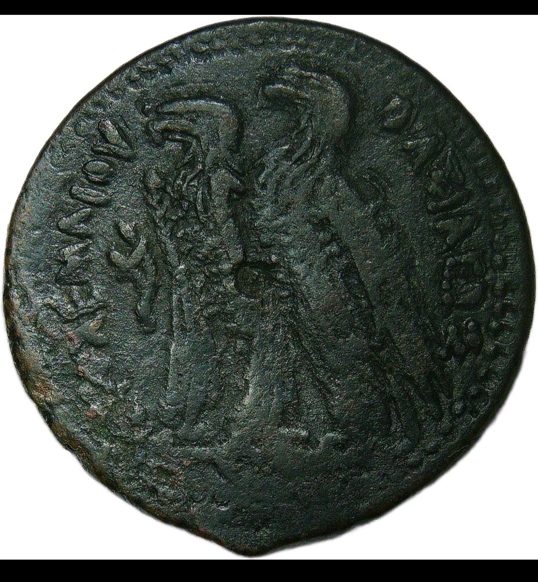 Ptolemaic Egypt Bronze Drachm Zeus Eagles Cornucopia, Ptolemy VIII, 181–116 BC Ancient Coin