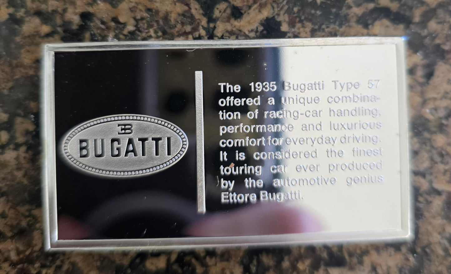 Sterling Silver Bar  Franklin Mint 1000grains (2.34oz) Bugatti Car 1935