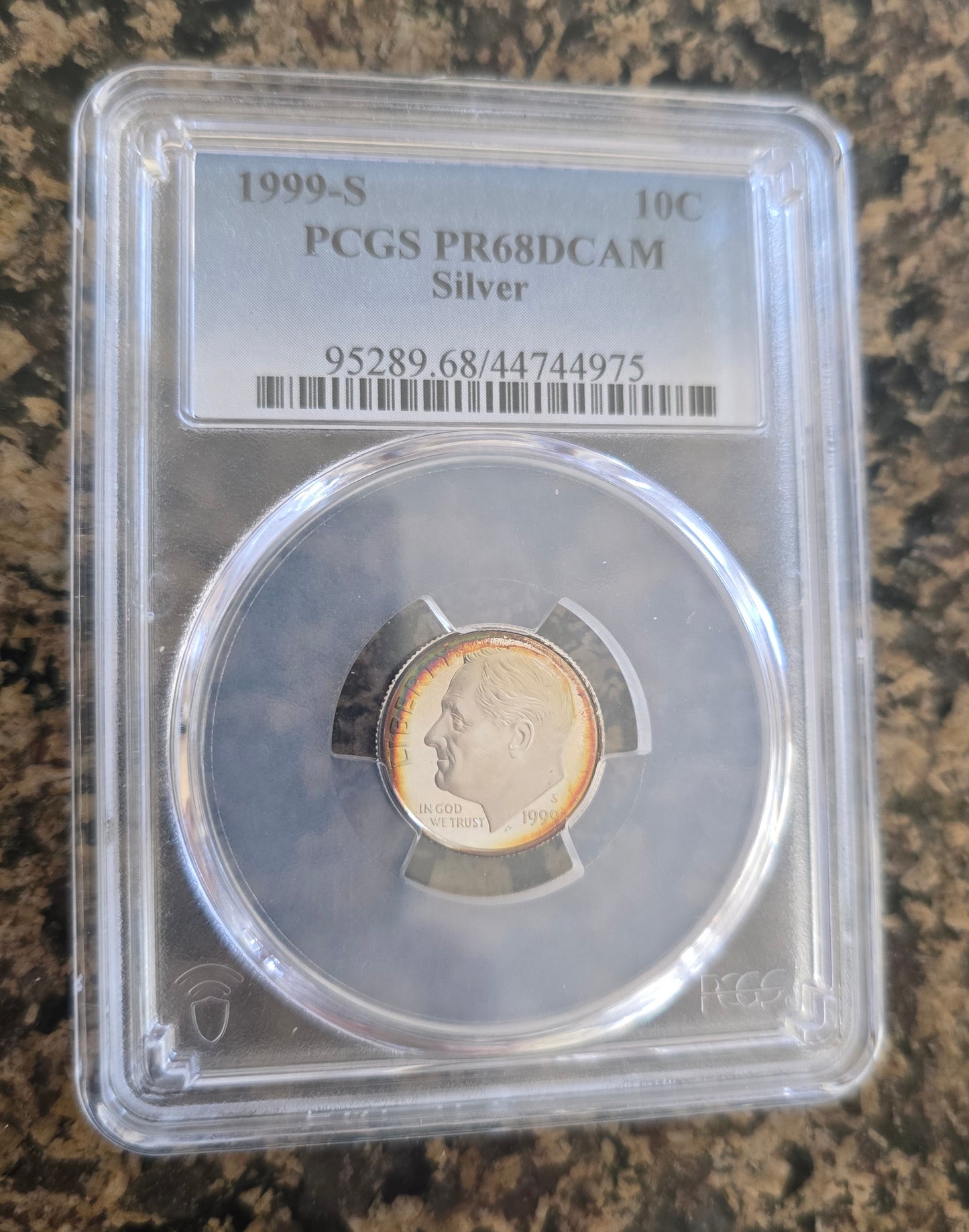 1999-S Roosevelt Dime - PCGS PR68DCAM Fabulous Rainbow Toned