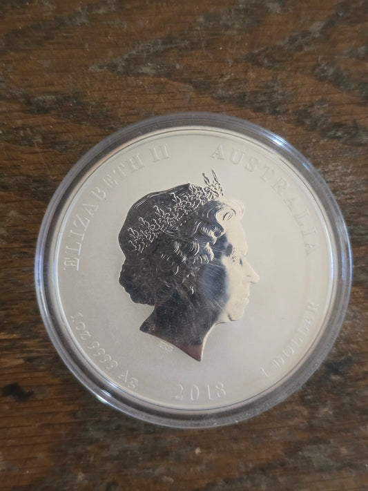 2018 Australia Year Of The Dog 1oz Silver Coin In Capsule