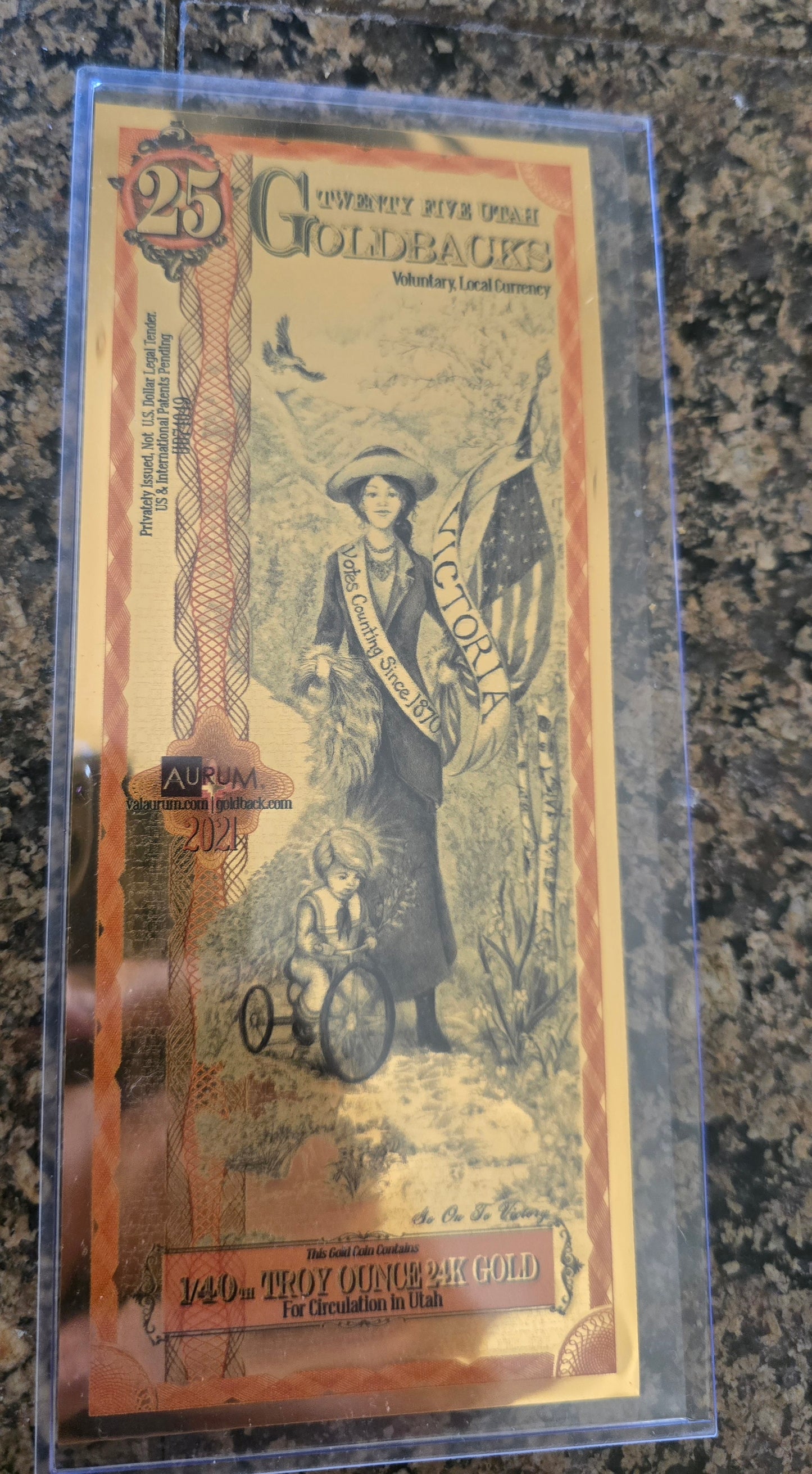 25 Random State Goldback - Aurum Gold Foil Note (24k) In Protective Sleeve