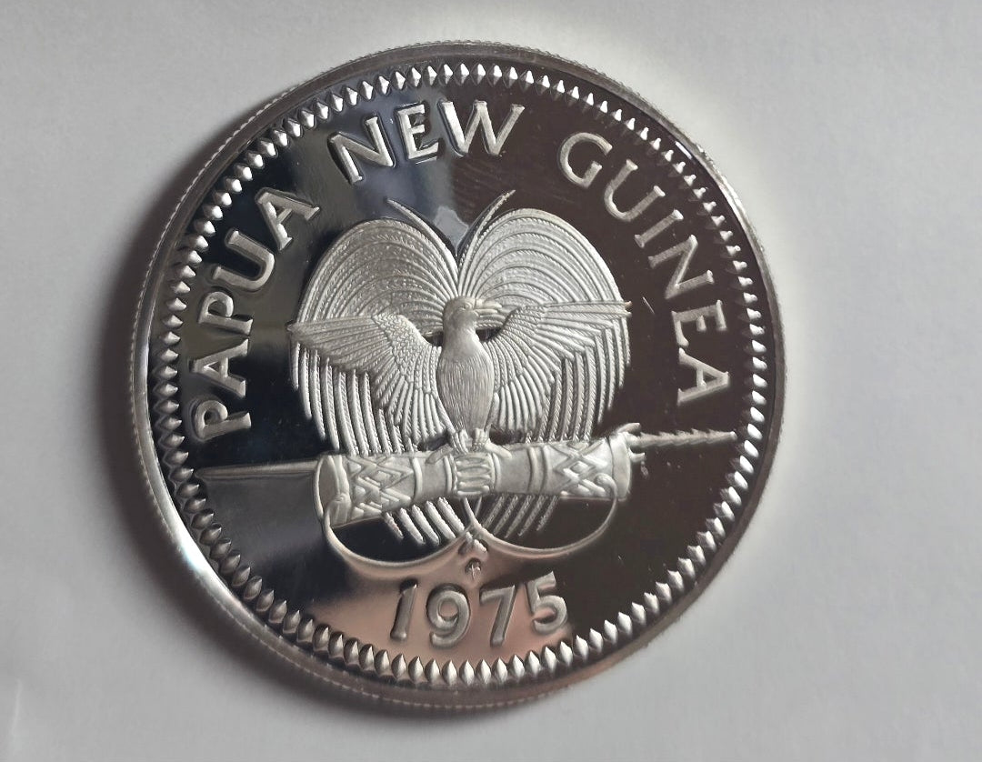 1975 Papua New Guinea 5 Five Kina Proof Silver Coin