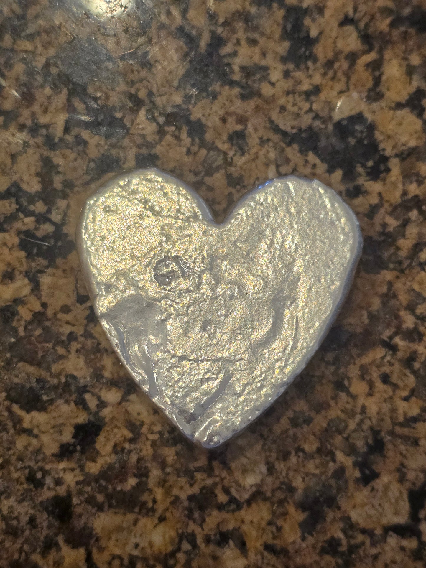 1.4 oz+ Hand Poured Silver Bar Heart .999 Fine Silver
