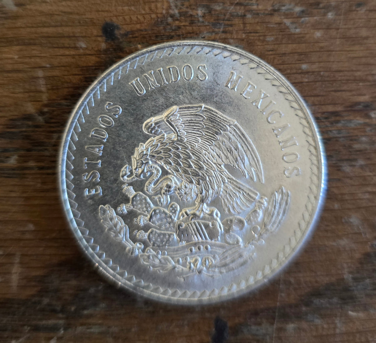 1948 Mexico Cinco Pesos Cuauhtemoc Silver Coin 0.900
