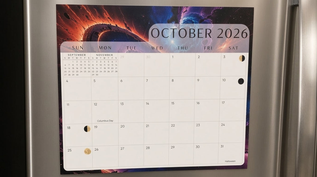 Fridge Calendar Custom Space Themed 22 Months Tear Off Magnetic