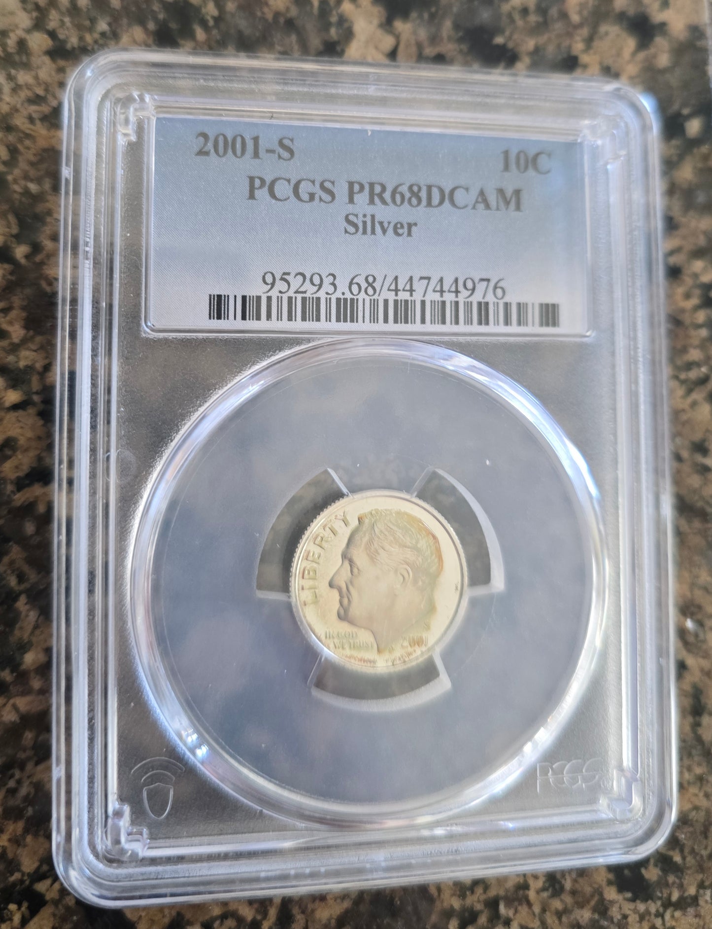2001-S Roosevelt Dime - PCGS PR68DCAM Fabulous Rainbow Toned