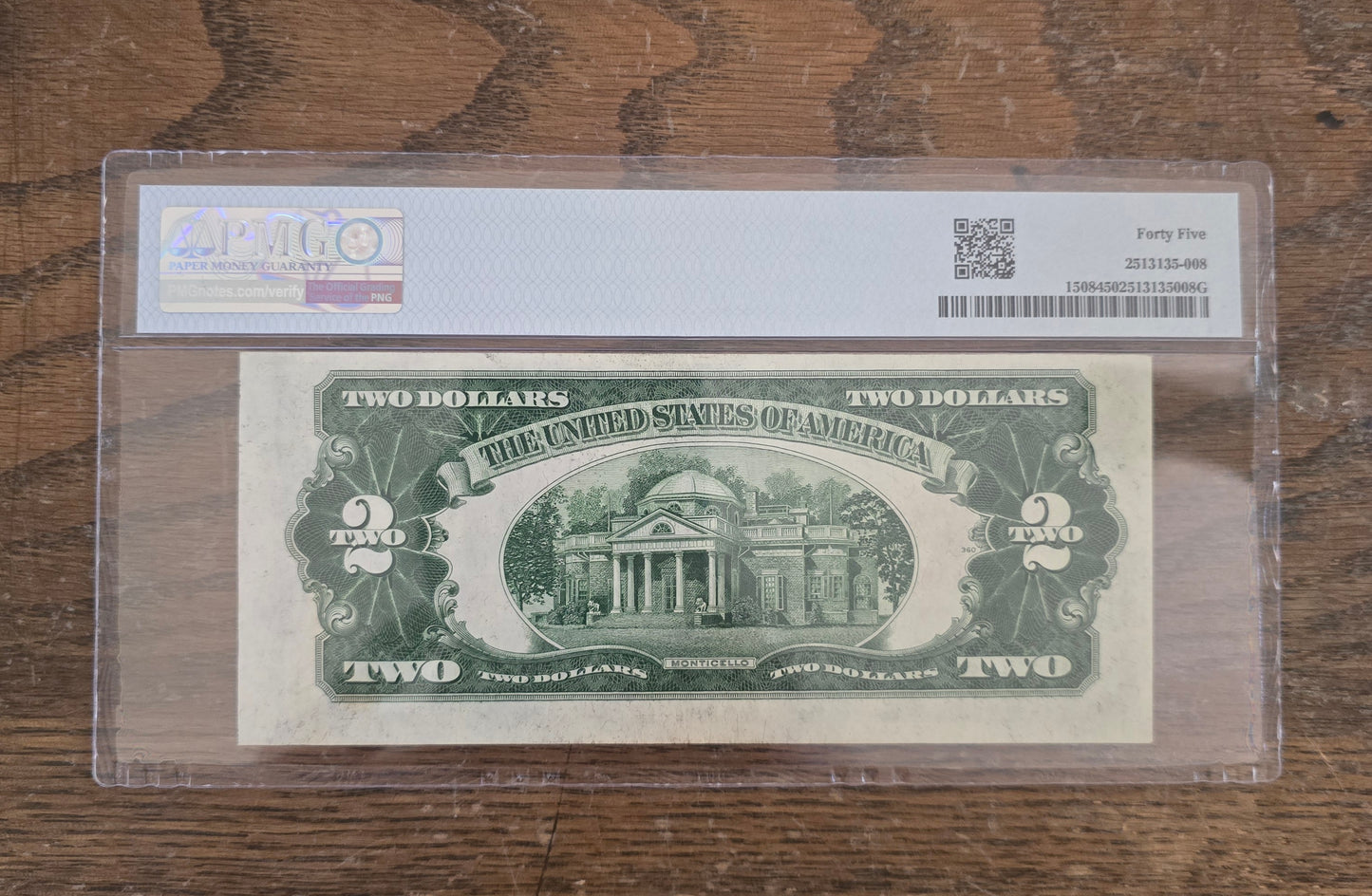 1928G $2 Legal Tender KEY DATE Red Seal 777 Serial PMG Very Fine EF 45 EPQ Angel
