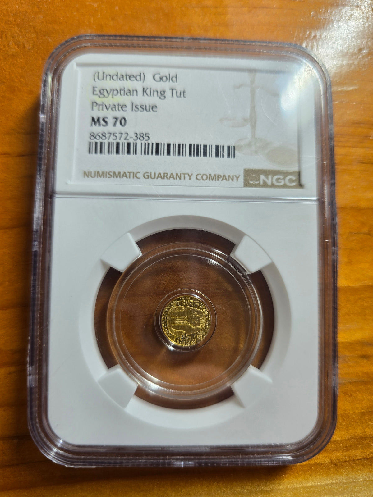 Undated Gold Egyptian King Tut Private Issue NGC MS70 1/200oz of Gold .9999