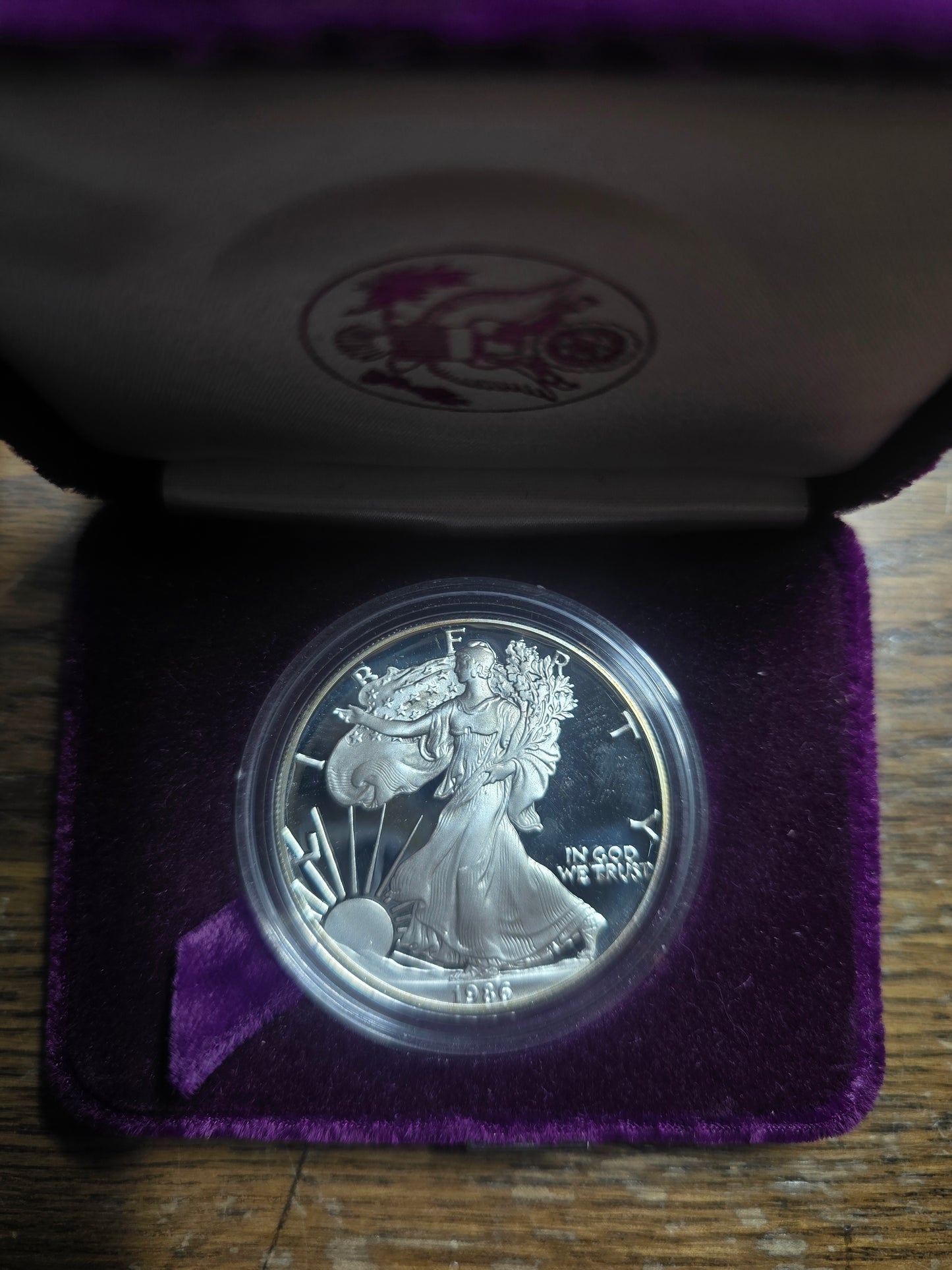 1986-S American Silver Eagle Choice Proof Bullion $1 - in Box w/ COA