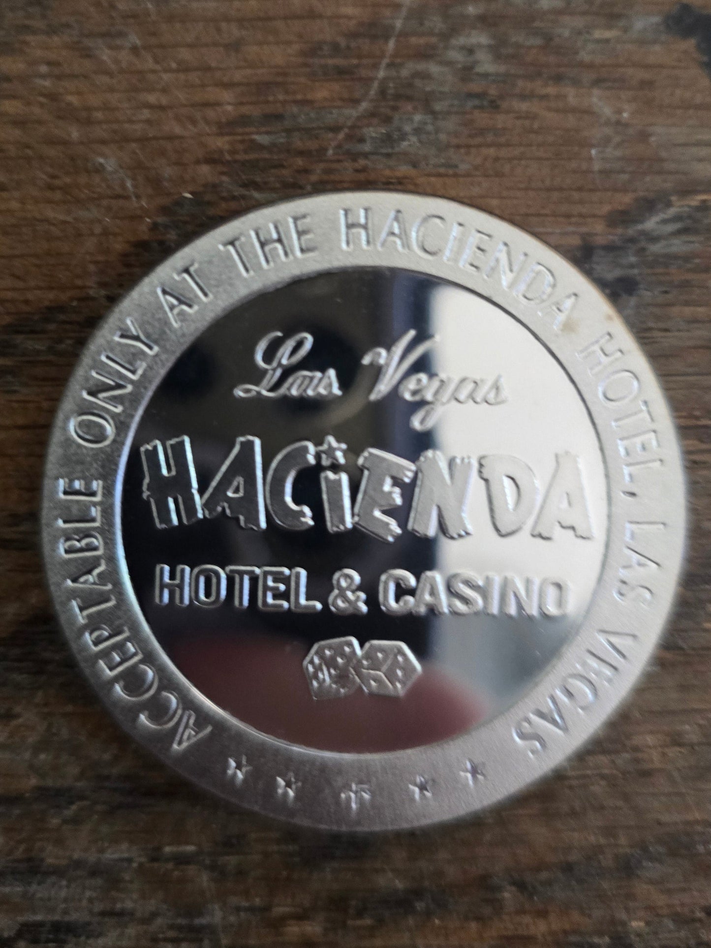 Hacienda $5.00 Gaming Token Sterling Silver Mirror Finish Las Vegas 1967
