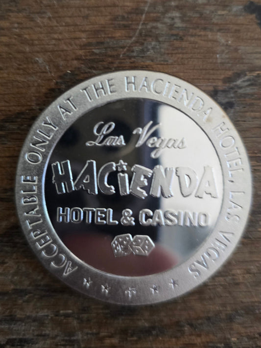 Hacienda $5.00 Gaming Token Sterling Silver Mirror Finish Las Vegas 1967